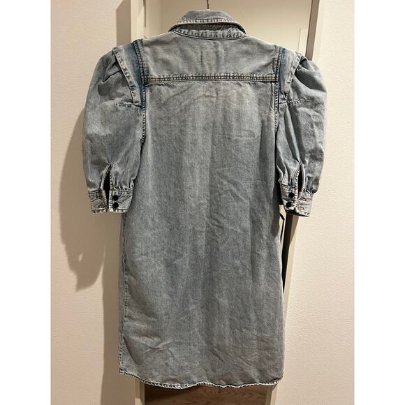 FRAME Rosette Sleeve Shirt Dress in Cresthaven size XS - Picture 7 of 12